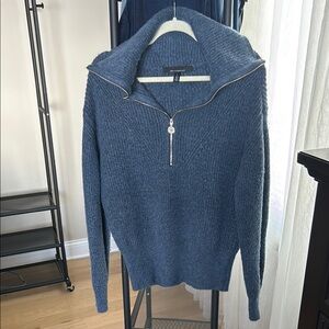 Express Blue Knit Half-Zip Sweater